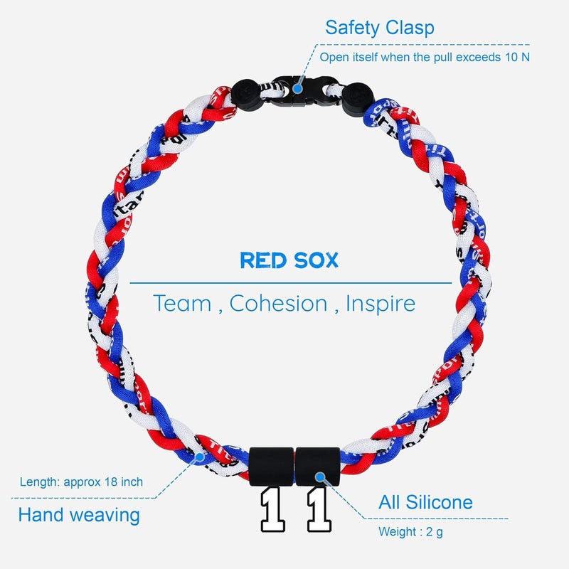 SUPBOMM Baseball Rope Necklaces, League Team Colors Braided Necklace with Number Pendant, Baseball Team Gifts - Image 2